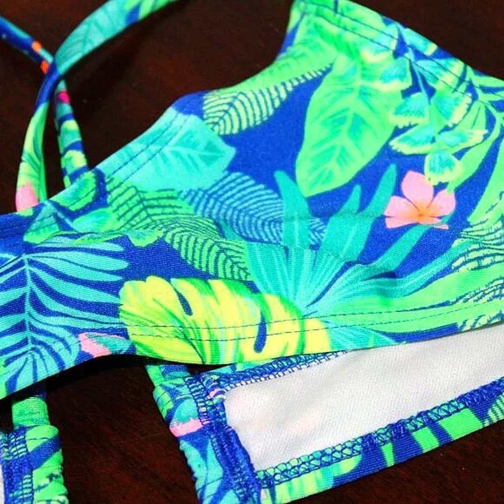 Art Class Kids Tropical Floral Criss-Cross Bikini Top - XS (4/5) & M (8) - NWT